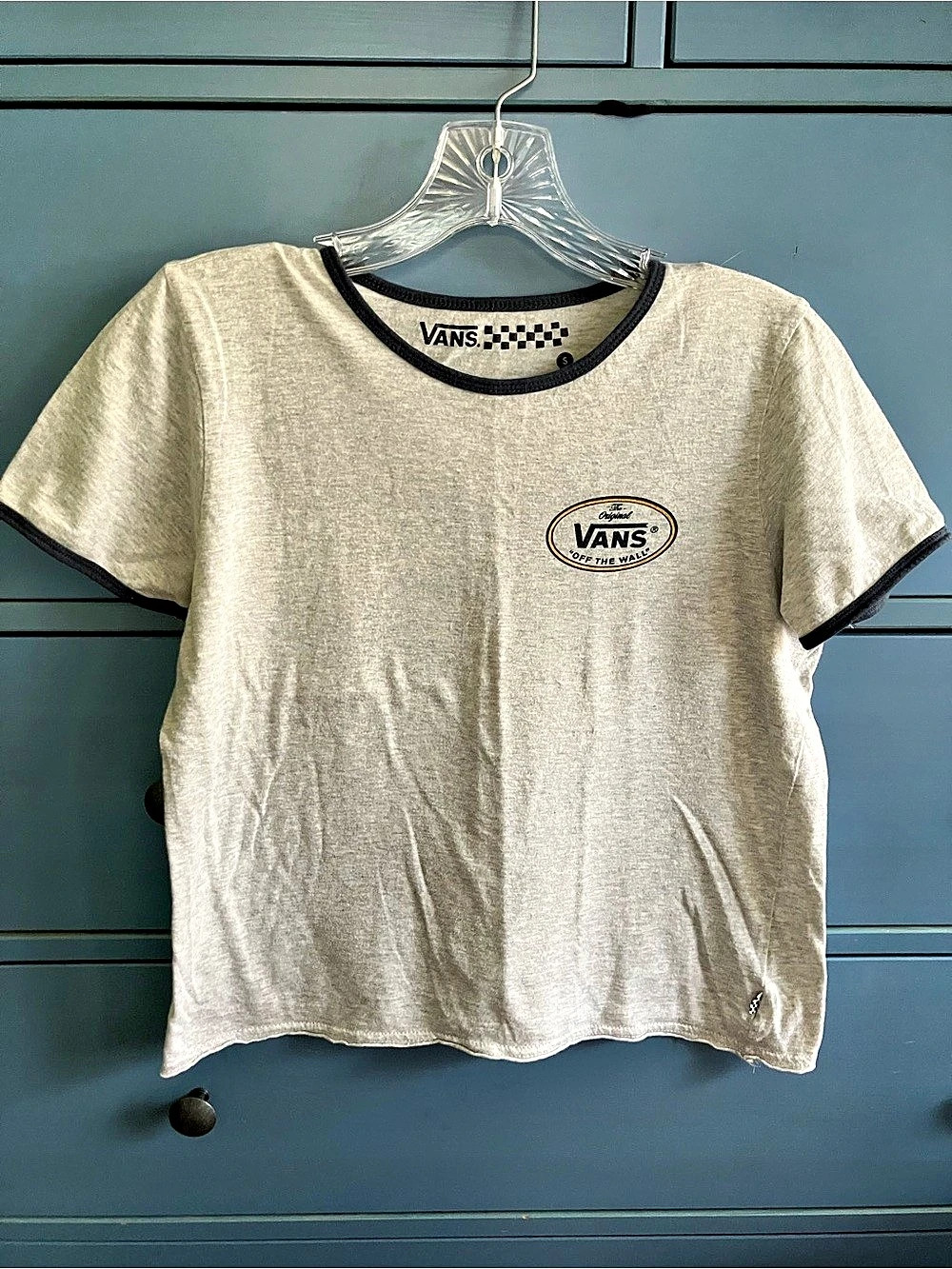 Vans Circle V Ringer T-Shirt Gray Small